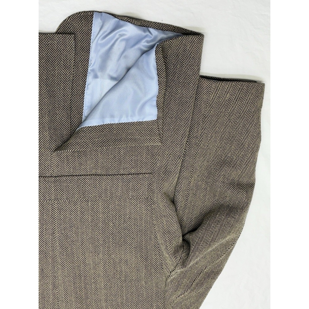 Lands End Beige/Black Herringbone Cotton Tweed Hunting Jacket Sport Coat 42R EUC - Picture 9 of 16
